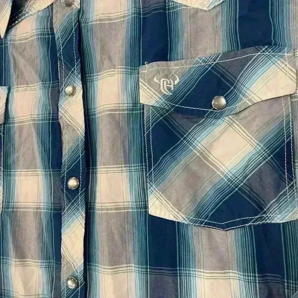 Cowboy Hardware Royal Classic Blue Plaid Long Sleeve Western Shirt Mens XXL Snap - Picture 3 of 6